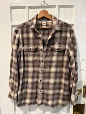 Levi's Brown and Cream Plaid Flannel Shirt